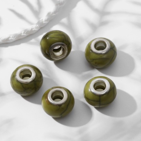 Busina "Texture" for magnesite, green color in silver-1