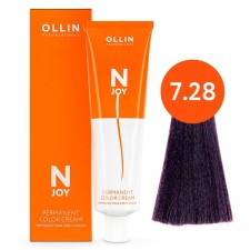 Cream-color hair Permanent Ollin Professional N-Joy, tone 7/28, blond purple-blue, 100 ml