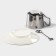 Coffee pair of ceramic “silver”, 3 objects: a cup 200 ml, a saucer d = 14 cm, spoon h = 12.5 cm, silver color