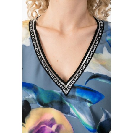 Female blouse, size 48, gray, beige color-1