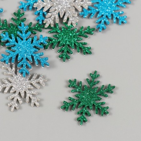 Decor for creativity "Color Snowflakes" 3x3 cm glue base (set 12 pcs) mix-1