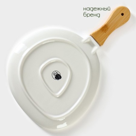Porcelain dish for serving with bamboo pen Bellatenero, 30 × 19.5 cm, white color-3