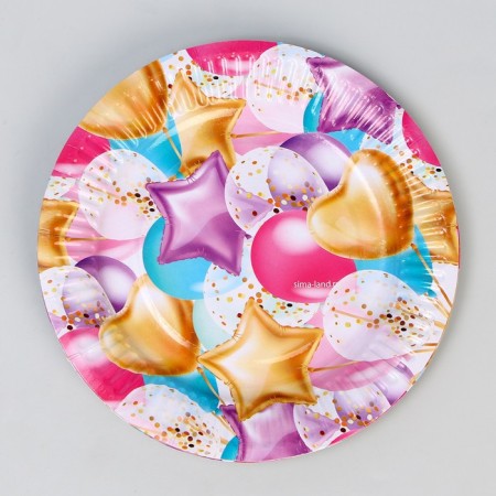 Disposable paper plate "balls", (18 cm), set 6 pcs-1