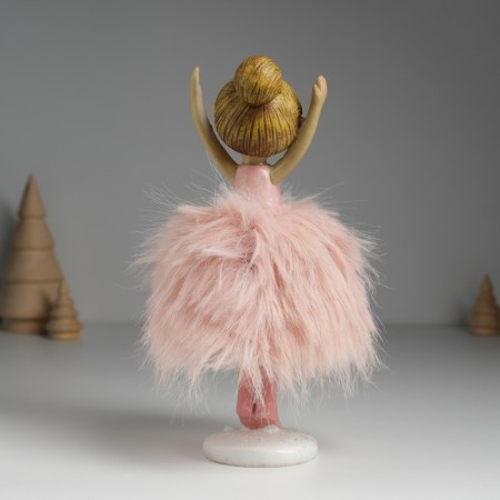 Polystone souvenir "Ballerina in the fur pink pack" 11x10x19.5 cm-3
