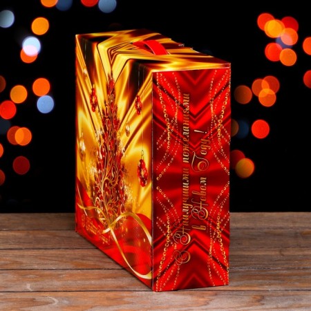 Gift box "Festive silk" in red 29 x 9 x 25 cm-3