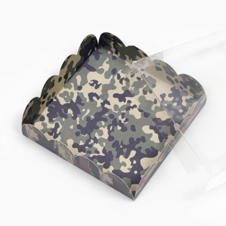 Box for cookies, "green camouflage", 12 x 12 x 3 cm-2