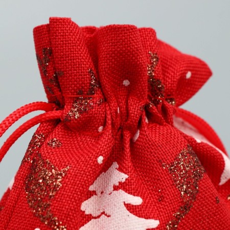 Bag gift canvas “New Year's time”, deer, 10 x 12 cm +/- 1.5 cm, New Year-2