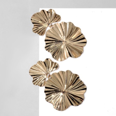 Earrings Metal "Atmosphere" compressed flowers, color gold-1