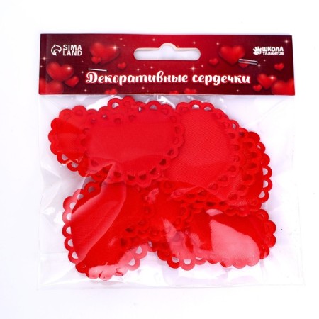 Decorative hearts, on an adhesive basis, set of 10 pcs., Size 1 pc: 5 × 4 cm, red color-2