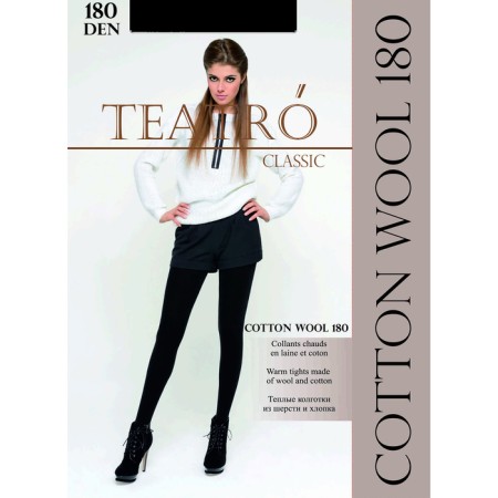 Female wool tights Cotton Wool 180, black color (Nero), size 3