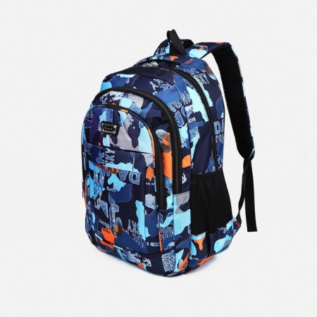 Youth backpack on lightning from textiles, 2 pockets, blue color-2