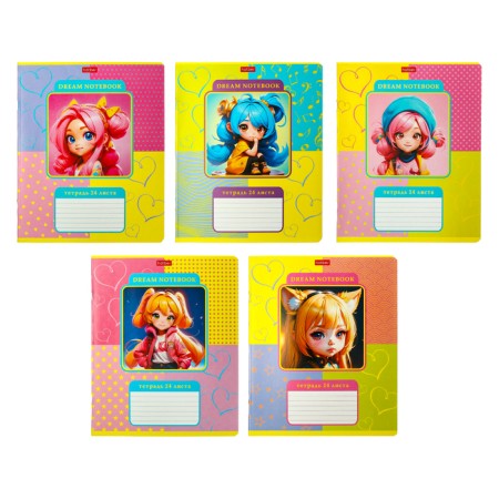 Notebook 24l Kl girl anime, region charts, rounded angles, bl 65 g/m2, mix