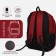 Male backpack on a zipper, 2 lightning departments, 5 external pockets, burgundy color