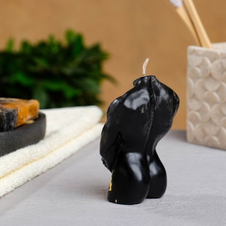 Figure candle "Male torso No. 2" Black with a whip, 9cm-2