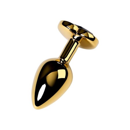 Anal plug with the Toyfa Metal rhinestone, golden, tourmaline, 7 cm, d = 2.7 cm-2