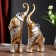 Polystone souvenir "Golden elephants with white rhinestones" set 28.5x21x8.3 cm