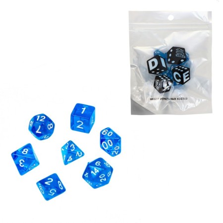 Cubes set for D&D (Dungeons and Dragons, DND) "Game time", Series: D&D, 7 pcs, blue