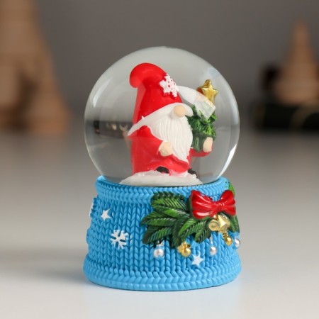 Souvenir Polystone Water Ball "Dwarf with a bow and bells" MIX 4.6x4.6x6.7 cm-3