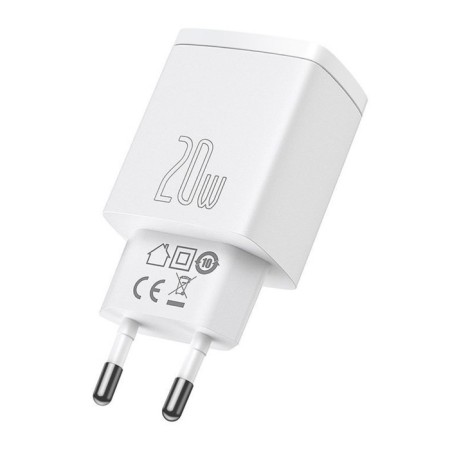 Charger Baseus Compact Quick Charm USB+Type-C, 3A, 20W, White-3