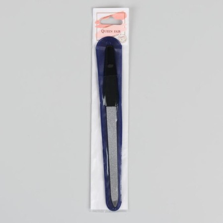Metal file for nails, 17 cm, in a case, silver/black color-4