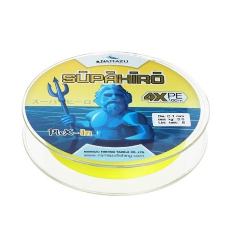 Namazu Supahiro 4x -wicker cord 4x, diameter 0.1 mm, test 3.6 kg, 100 m, yellow
