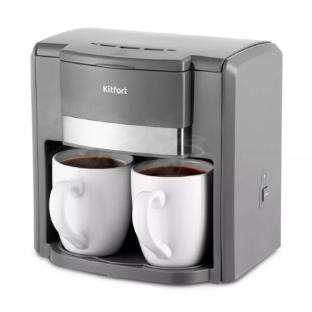 Coffee machine KitFort KT-7302, drip, 500 watts, 0.3 l, gray