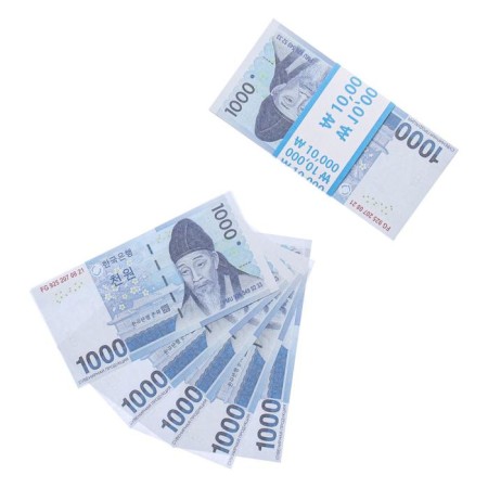 A pack of bills of 1000 South Korean won