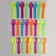Tablespoons are plastic, in the set is 24 pieces, the colors of mix