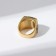 Male “ring” ring openwork, black color in gold, 21 size