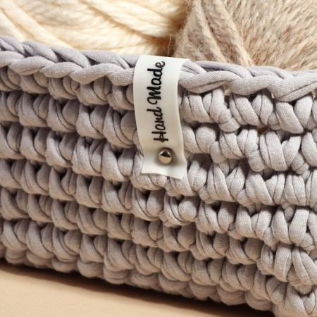 Tag with the "Hand Made" button, 8 × 1.5 cm, 10 pcs, white color-4