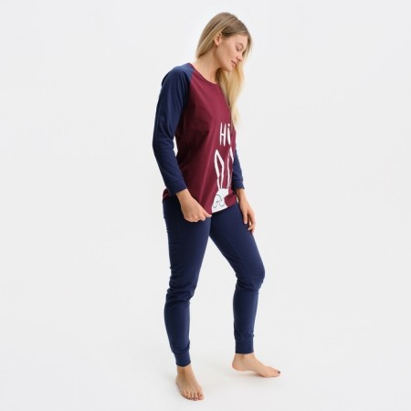 Women's costume (pants/jumper), indigo color/burgundy, size 48-6