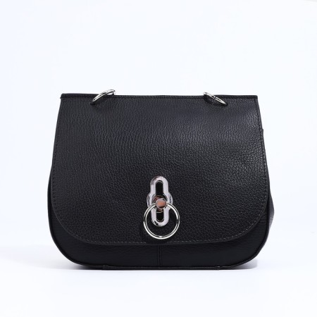 Women's bag L-Craft on fasteners, long belt, black color