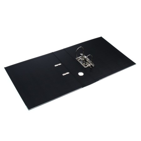 A4, 75 mm, Lamark, PVC, double-sided coating, metal edging, pocket for a spine, collected, black/black-5
