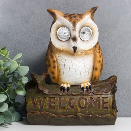 Souvenir Polystone Light "Filin on the log" from the solar battery 21.5x8x17.5 cm