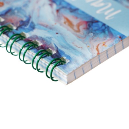 Notepad A7, 40 sheets in a cage on the crest "Marble", cover coated cardboard, offset block, mix-1