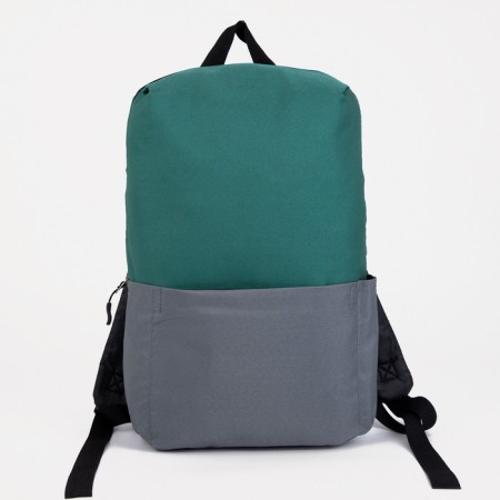 School textile school with pocket, gray/green color, 22x13x30 cm-2
