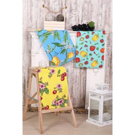 Waffle towel with a loop, color mix, size 33x50 cm