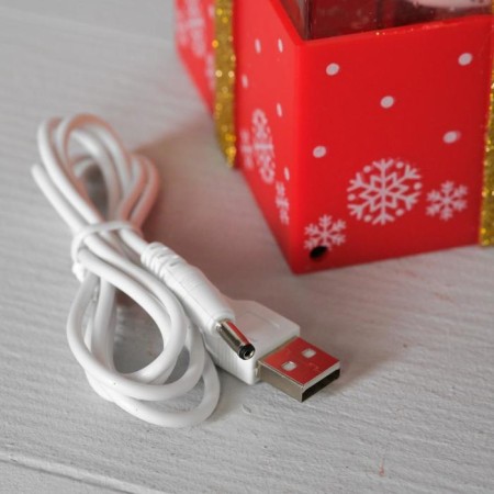LED figure “Red Gift” 10 × 19 × 10 cm, plastic, AAX3 batteries (not complete), USB, glow warm white-3