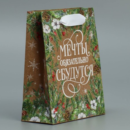 Craft vertical package “Let the dreams come true”, S 12 x 15 x 5.5 cm, New Year-2