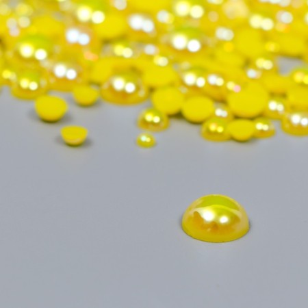Decor for creativity plastic "Half of beads. Yellow mother-of-pearl" d = 3-10 mm, set 10 grams-1