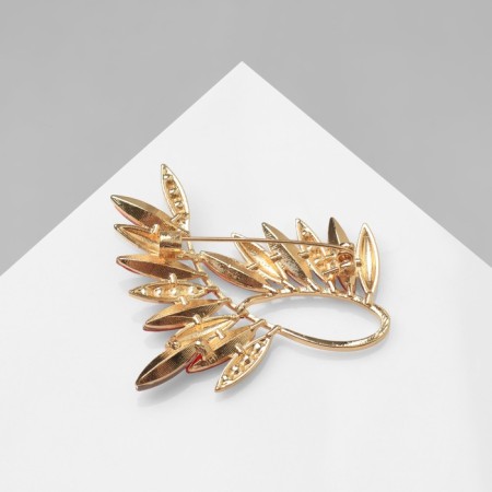 Brooch "Loop", red-white color in gold-2