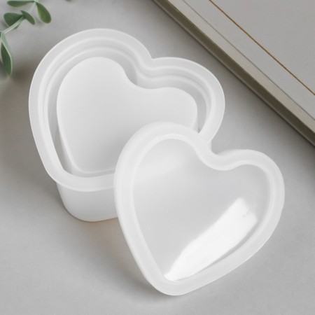 Mold Silicon "Casket Heart" with a lid 9x8x4.9 cm-1