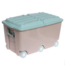 Box for toys on wheels, 66.5 l., 68.5 × 39.5 × 38.5 cm, color light