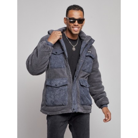 Plush jacket men's, size 52, gray color-6