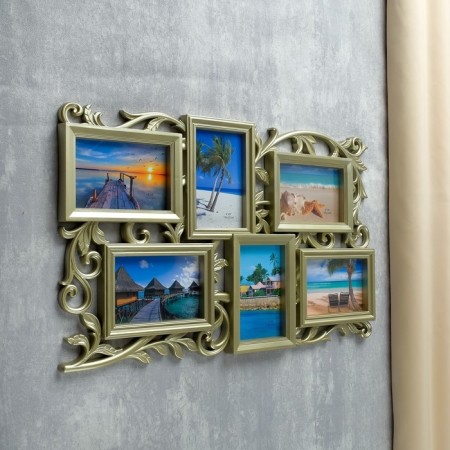 Photo frame plastic in 6 photos 10x15 cm "Vyun" gold 55x33 cm-1
