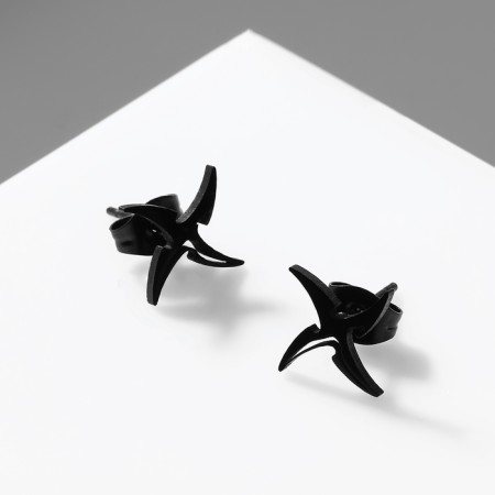 Earrings Metal "Japan" shurikens cloves, black color-1