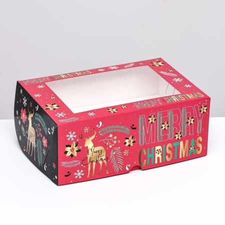 Packaging for 6 cupcakes with the window "Merry Christmas", 25 x 17 x 10 cm-1