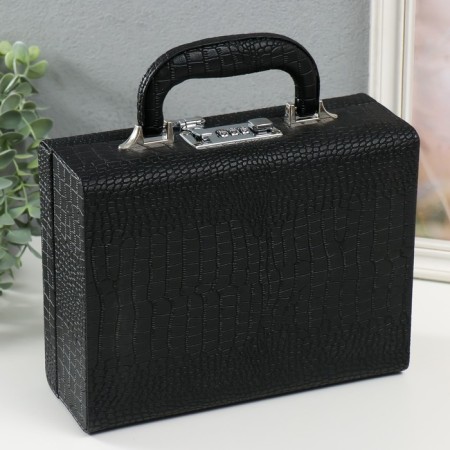 Casket to the leatherette for jewelry "Case. Crocodile leather" Black 18.5x24x9 cm