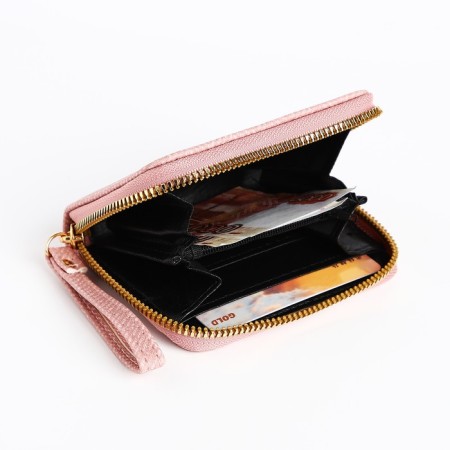 Children's wallet with a zipper, pink color-3