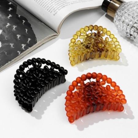Hair crab "matte" flowers beads, 7 cm, mix-1